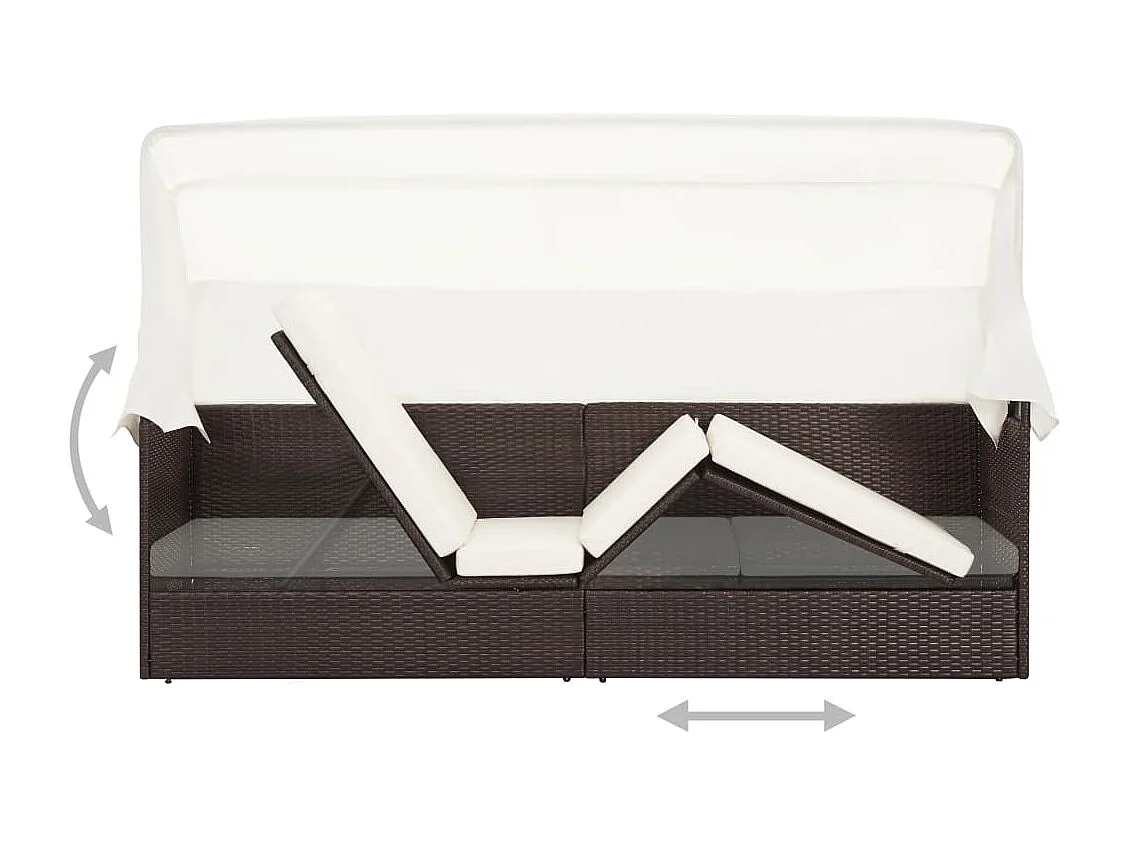 Canapé de jardin avec auvent Résine tressée Marron REO98228