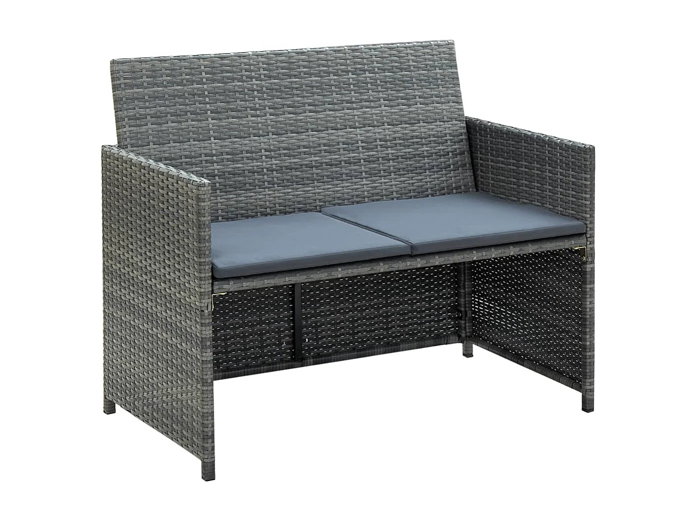 Tuinbank 2-zits met kussens poly rattan grijs NL275375