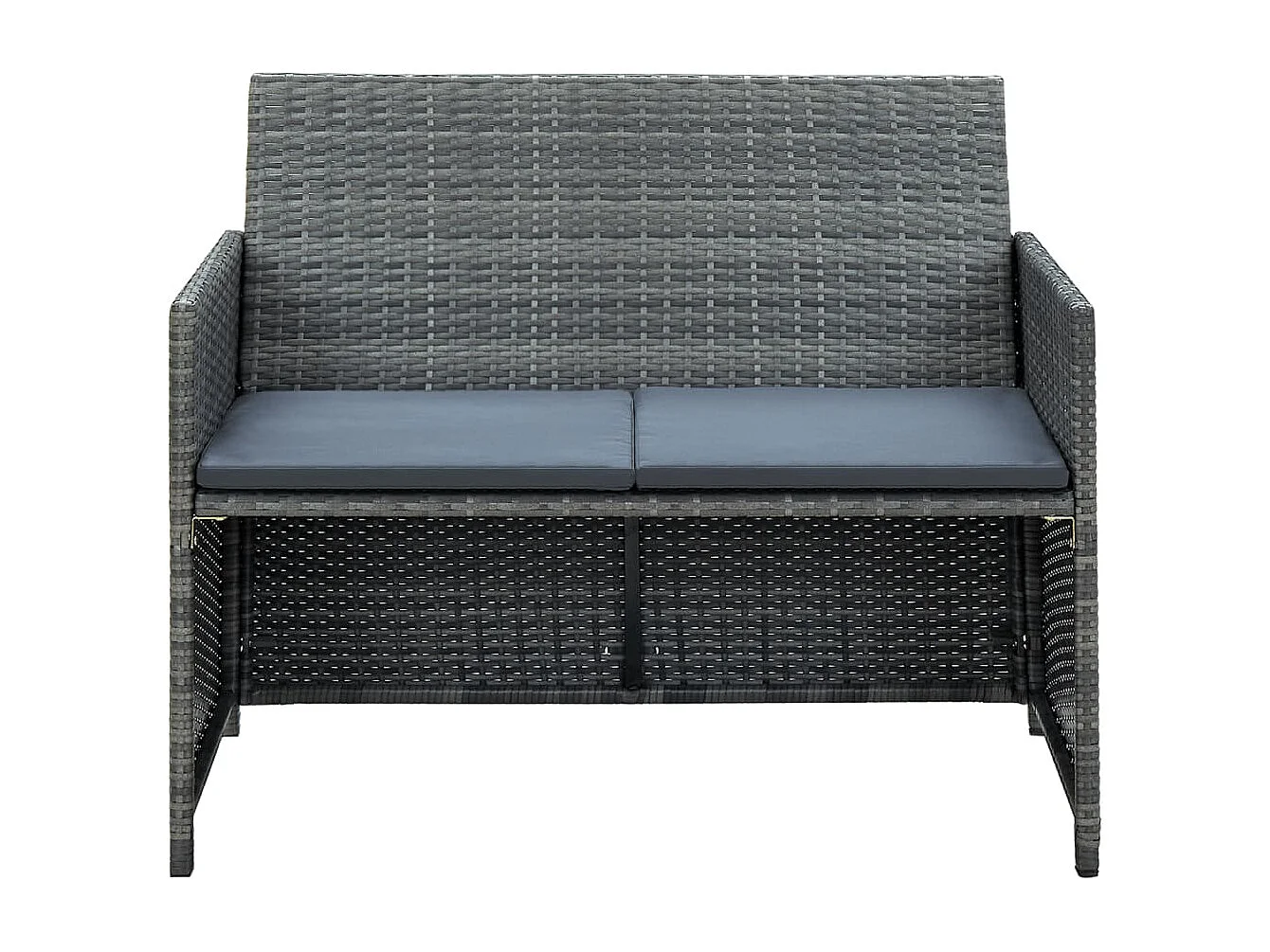 Tuinbank 2-zits met kussens poly rattan grijs NL275375