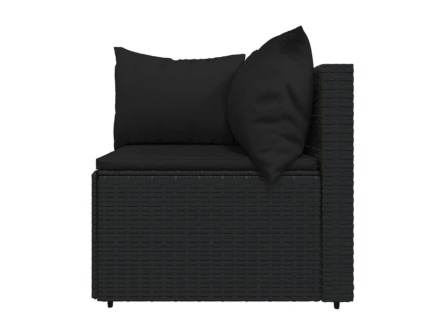 4-tlg. Garten-Sitzgruppe: Sofa + Tisch | Garten-Lounge-Set mit Kissen Schwarz Poly Rattan -GKD104999