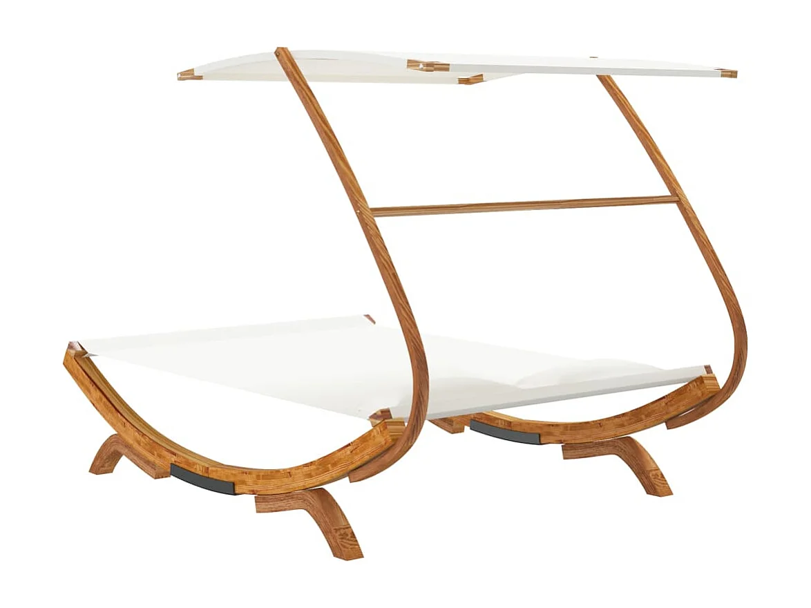 Espreguiçadeira c/ toldo 165x203x138 cm madeira curva creme PT798563