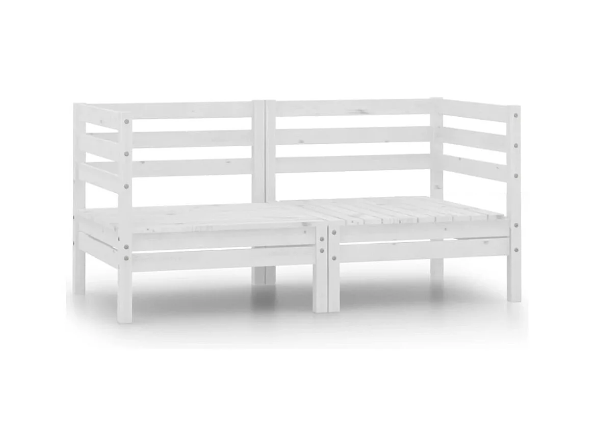 Canapés d'angle de jardin 2 pcs Blanc Bois de pin massif REO22667