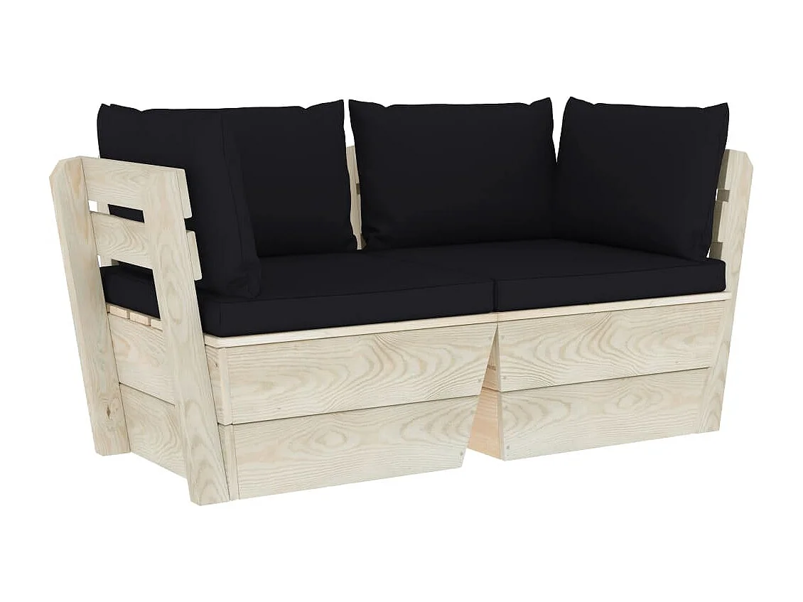 Tuinbank 2-zits met kussens pallet vurenhout NL905793