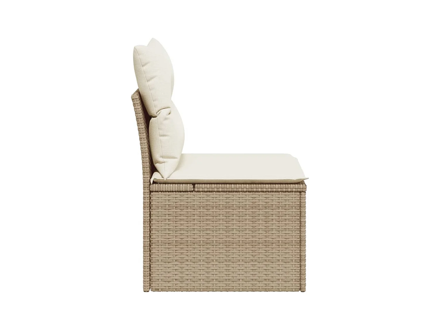 Tuinbank zonder armleuning met kussens poly rattan beige NL263030