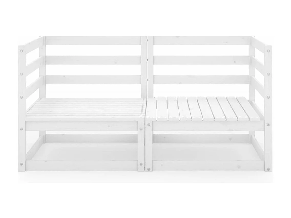 Sofá de jardín 2 plazas blanco madera maciza pino KOW28182