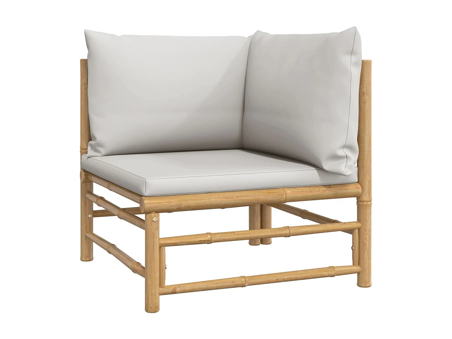 Canapés d'angle de jardin avec coussins gris clair 2 pcs bambou REO83953