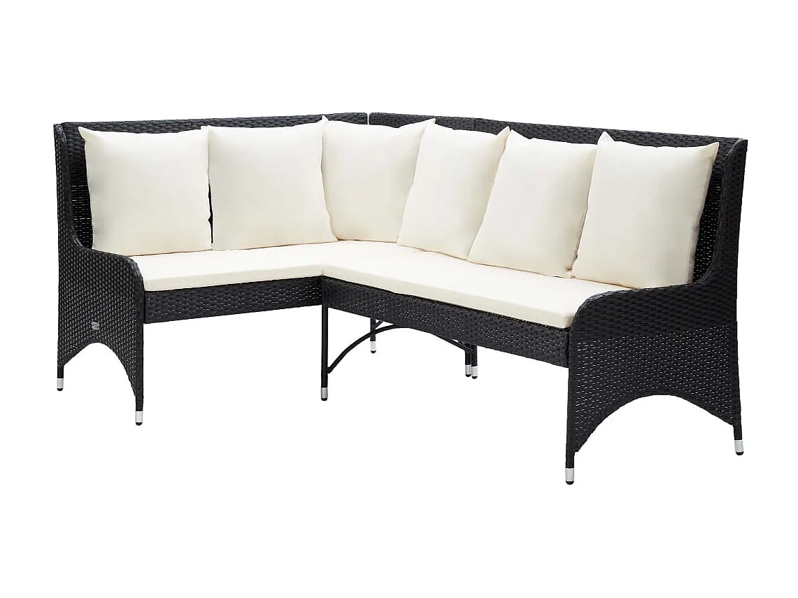 Canapés d'angle de jardin 2 pcs Résine tressée Noir REO38197