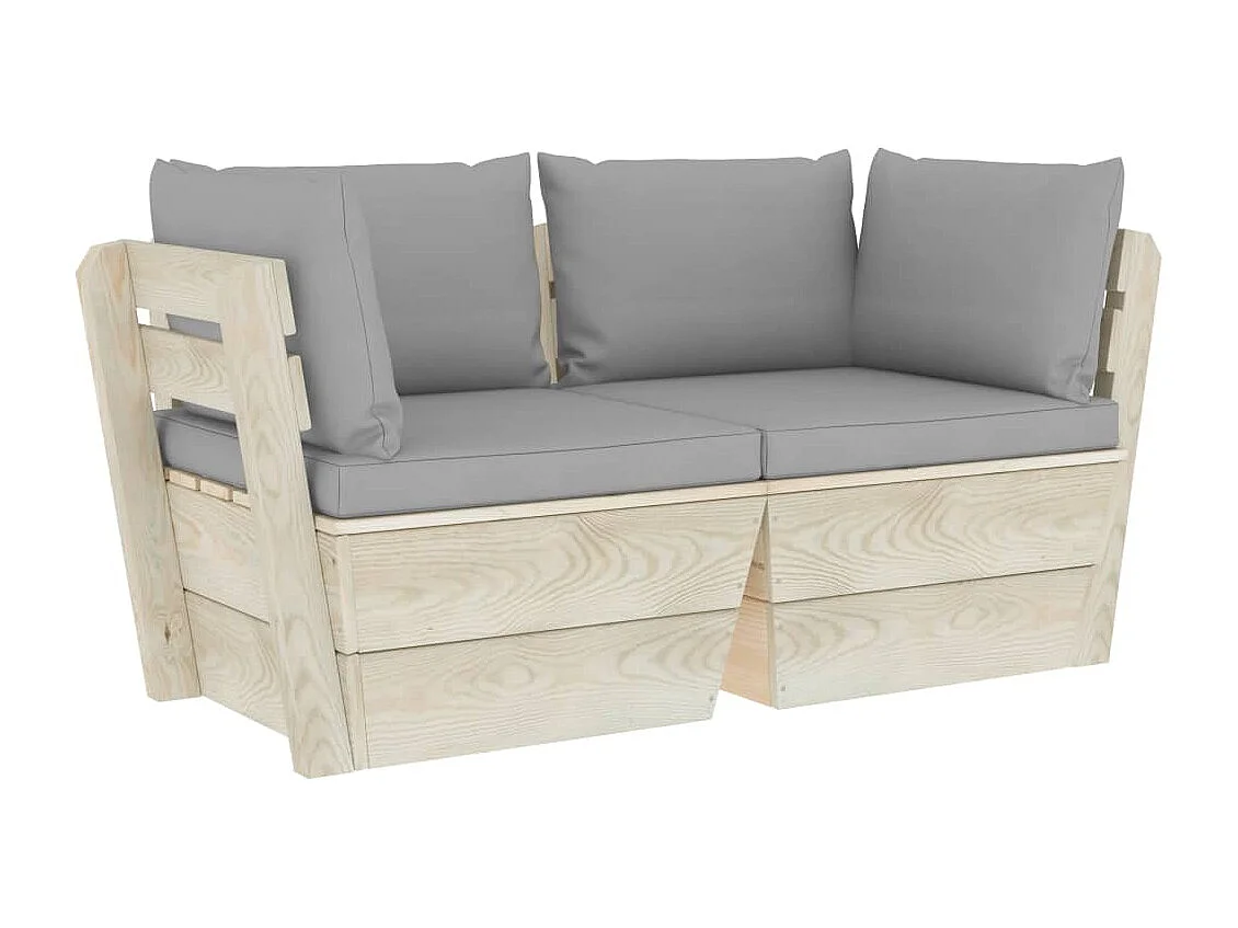 Tuinbank 2-zits met kussens pallet vurenhout NL253267