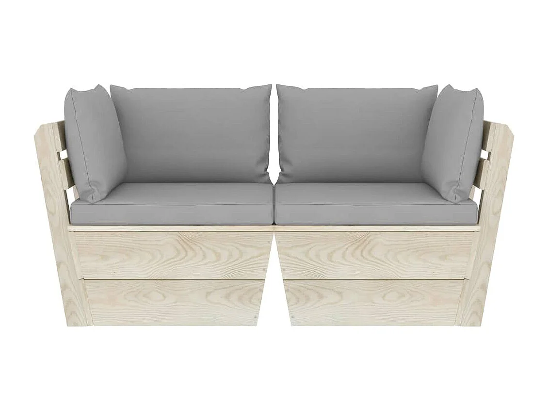 Tuinbank 2-zits met kussens pallet vurenhout NL253267