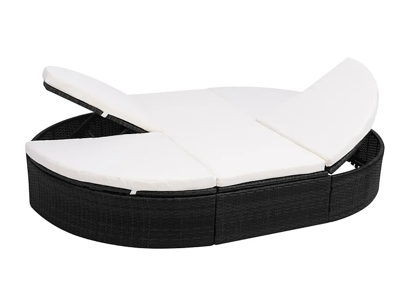 Canapé de jardin avec coussin Résine tressée Noir REO13590