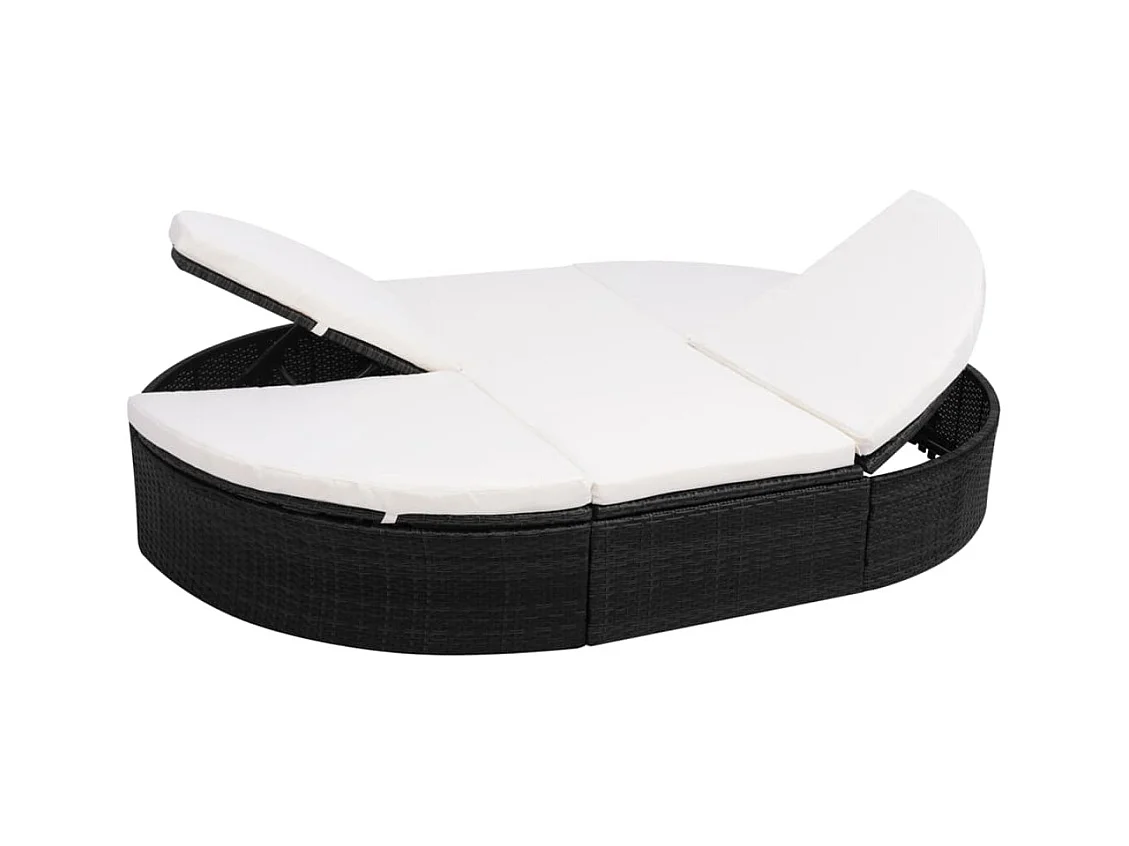 Canapé de jardin avec coussin Résine tressée Noir REO13590