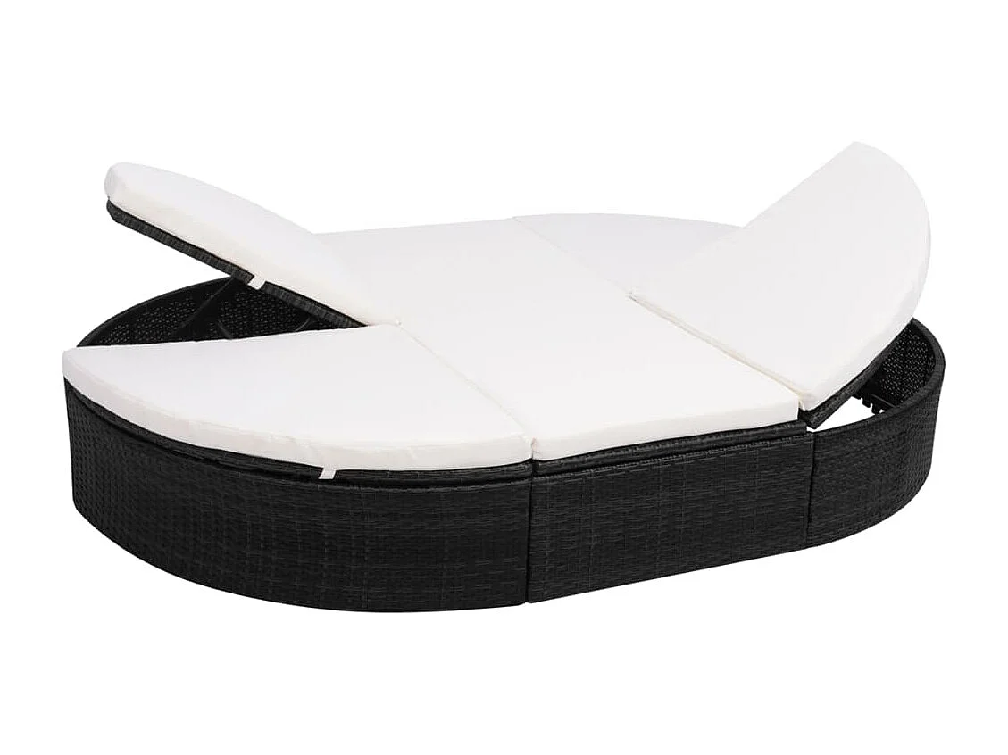 Canapé de jardin avec coussin Résine tressée Noir REO13590