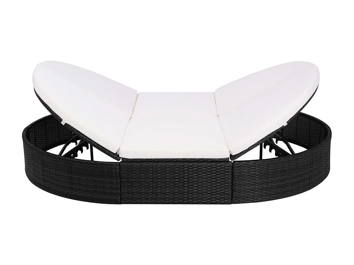 Canapé de jardin avec coussin Résine tressée Noir REO13590