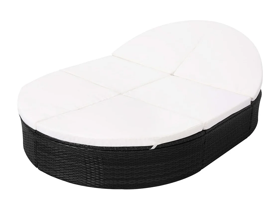 Canapé de jardin avec coussin Résine tressée Noir REO13590