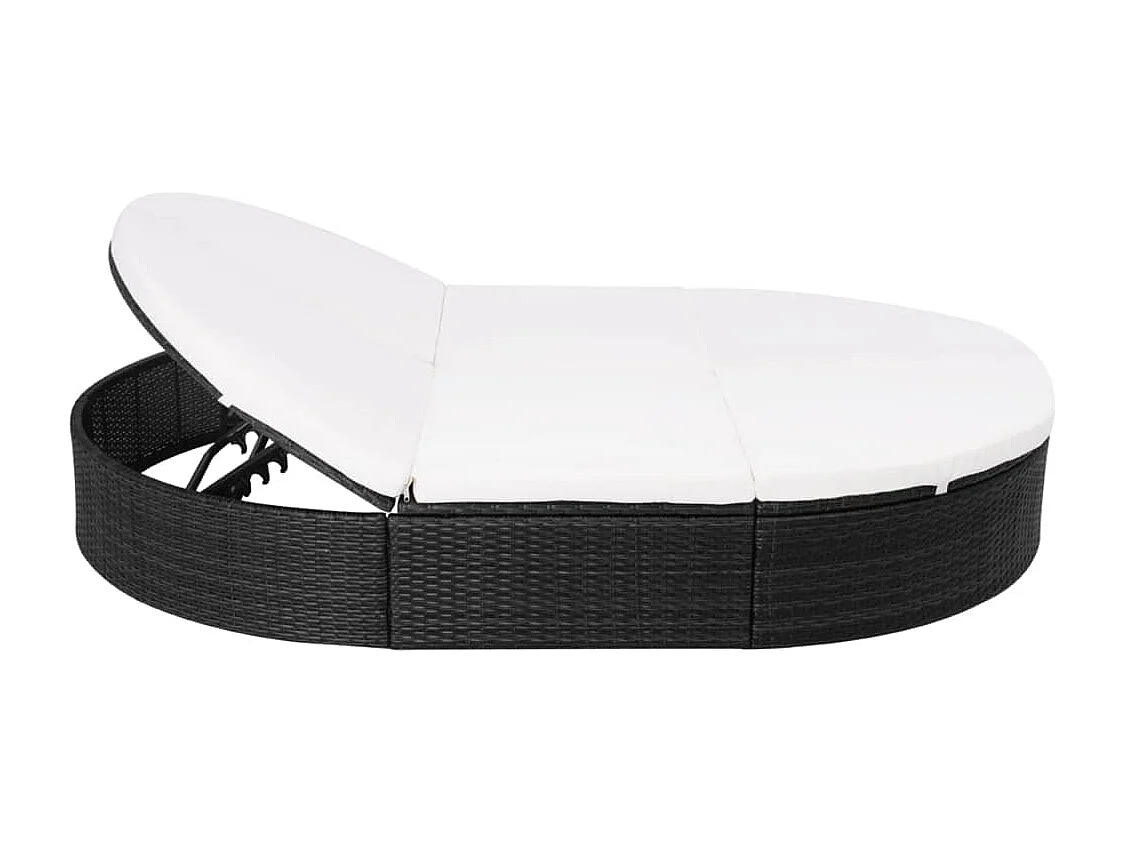 Canapé de jardin avec coussin Résine tressée Noir REO13590