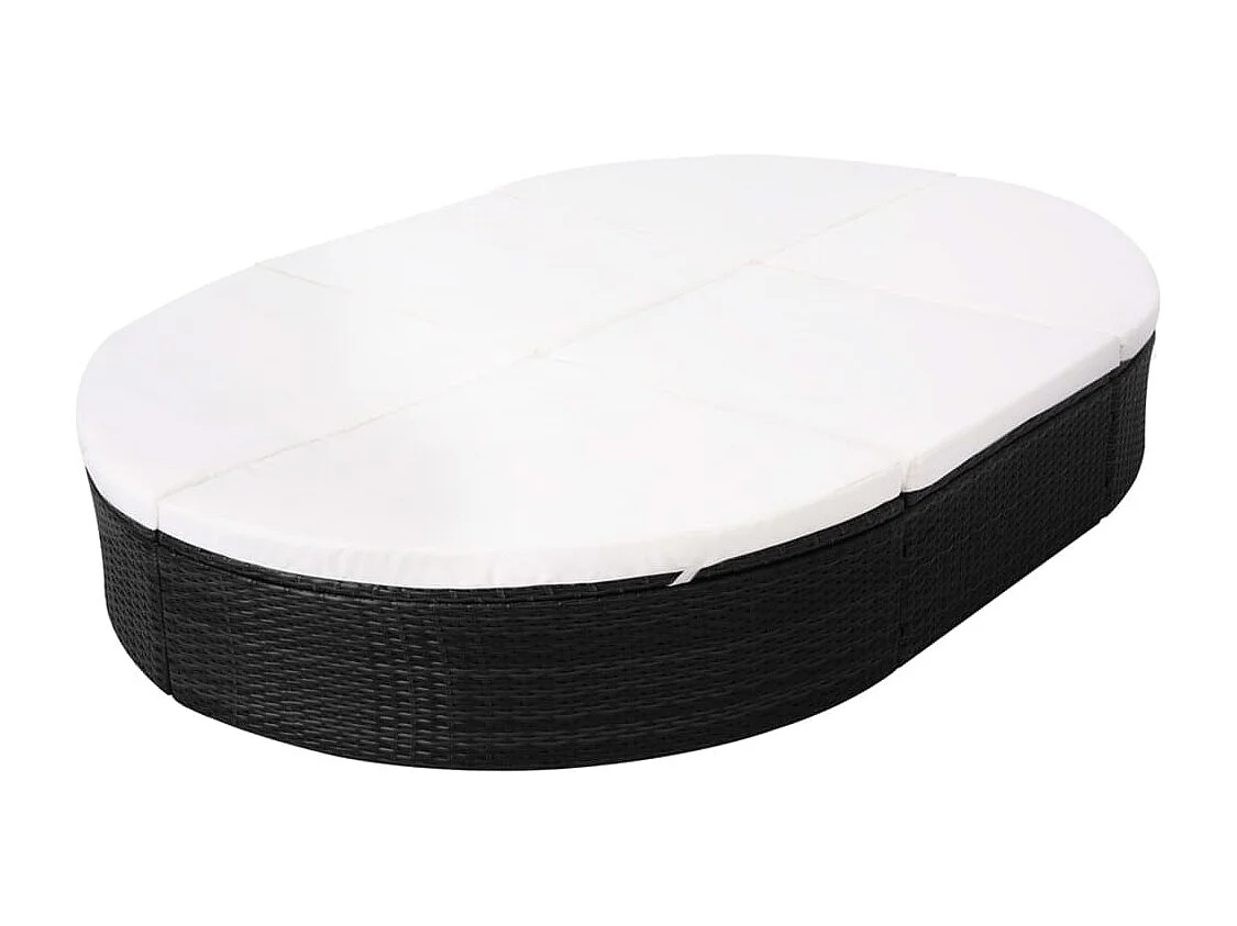 Canapé de jardin avec coussin Résine tressée Noir REO13590