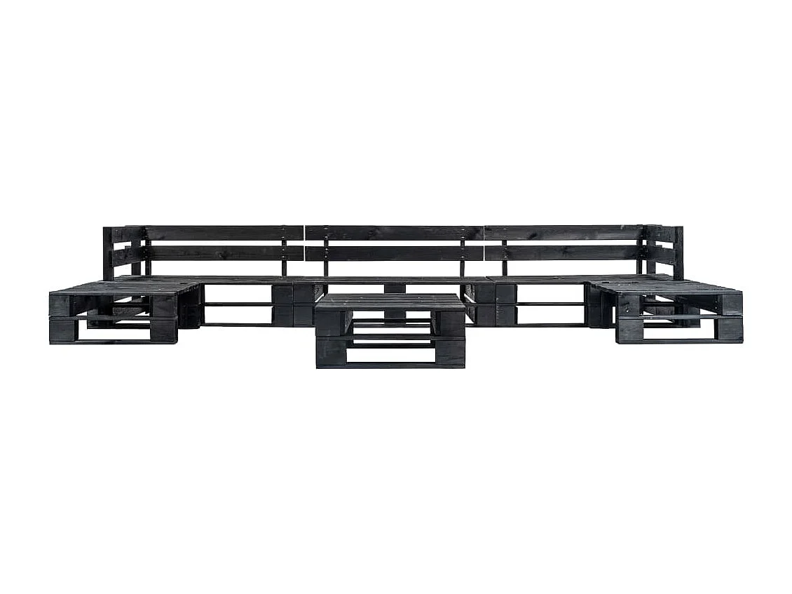 Canapés de jardin palette 6 pcs Noir Bois REO38023
