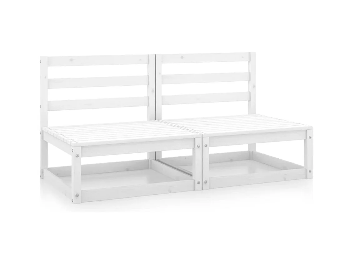 Canapés centraux de jardin 2 pcs Blanc Bois de pin massif REO95167