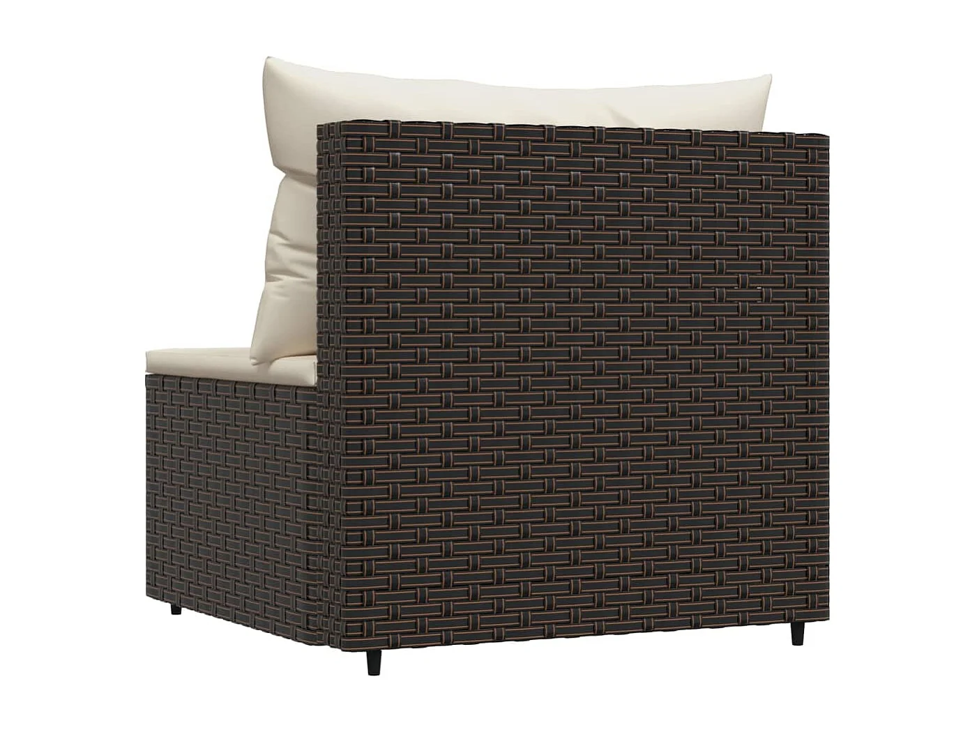Canapé central de jardin avec coussins marron résine tressée REO73620