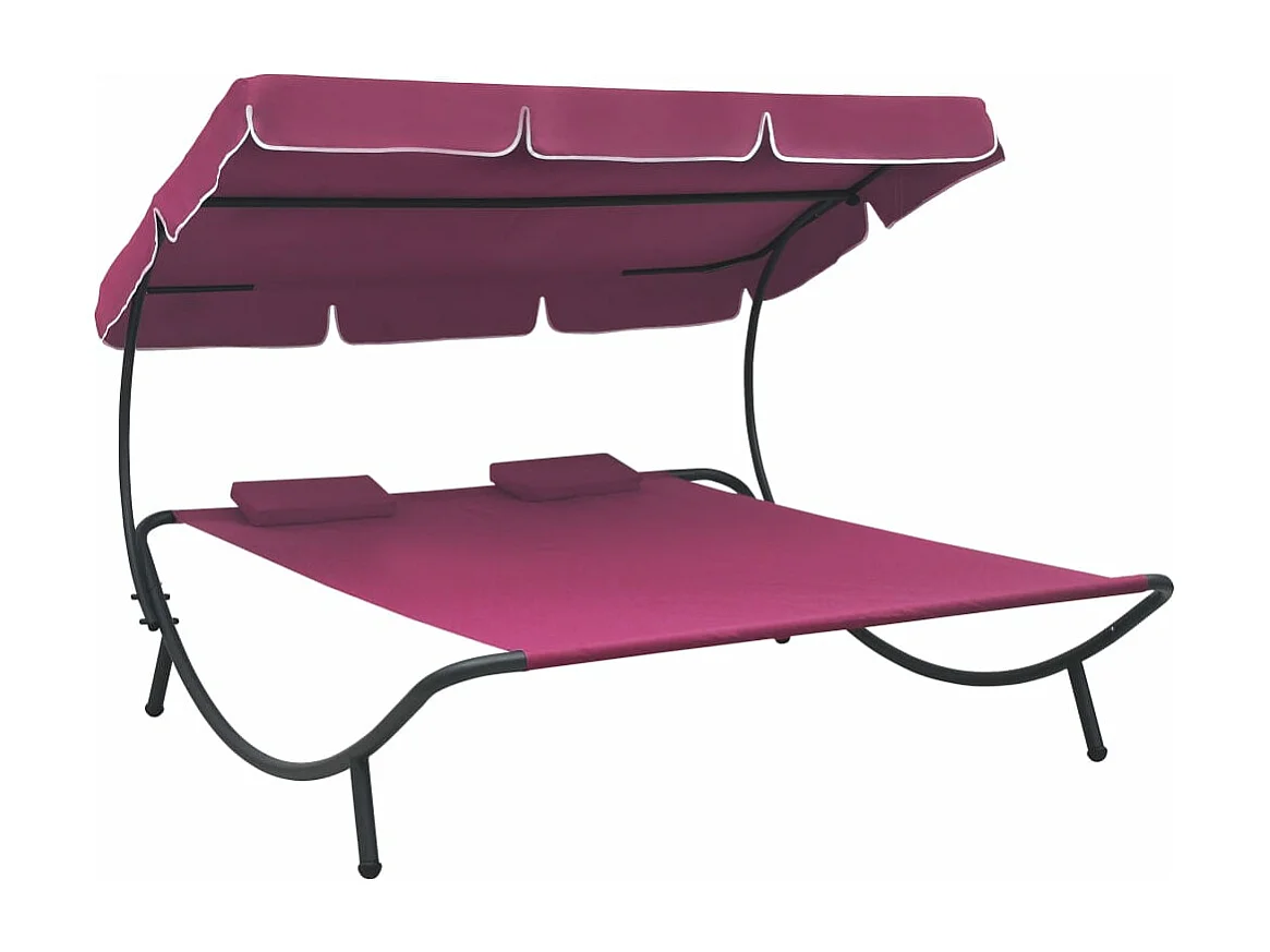 Espreguiçadeira com toldo e almofadas rosa PT106647