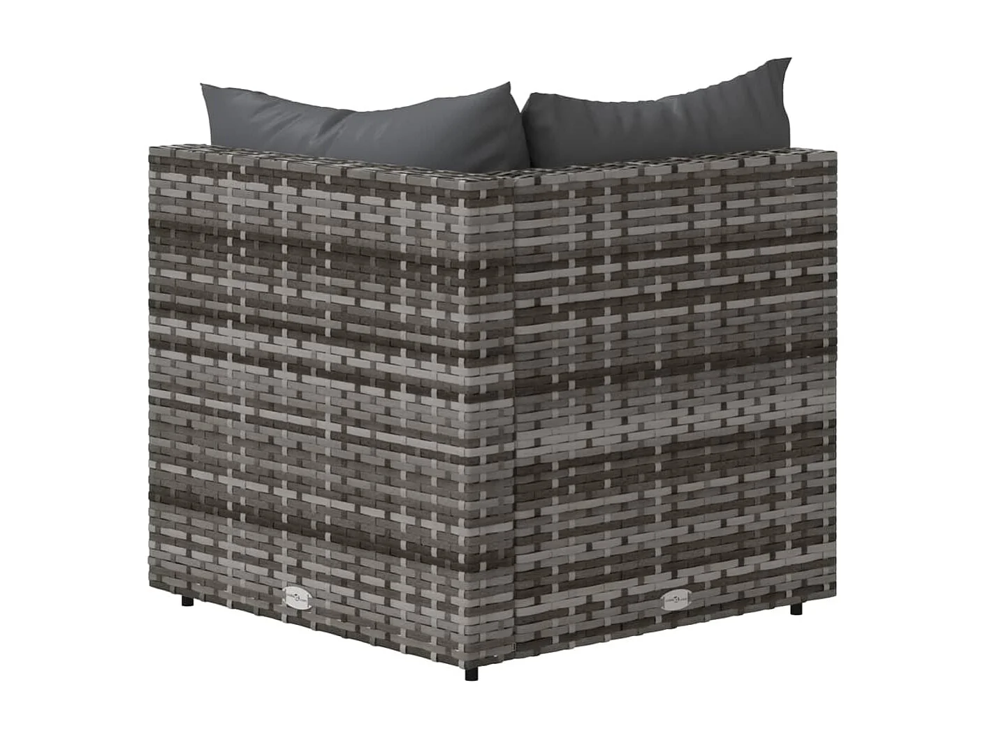 Canapé d'angle de jardin avec coussins gris résine tressée REO20677