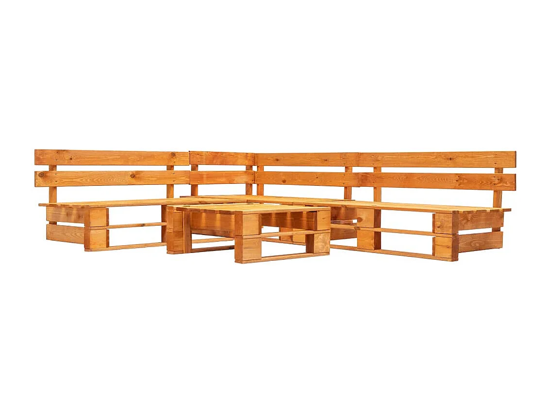 Set de muebles de palets de jardín 4 pzas madera marrón miel KOW53865