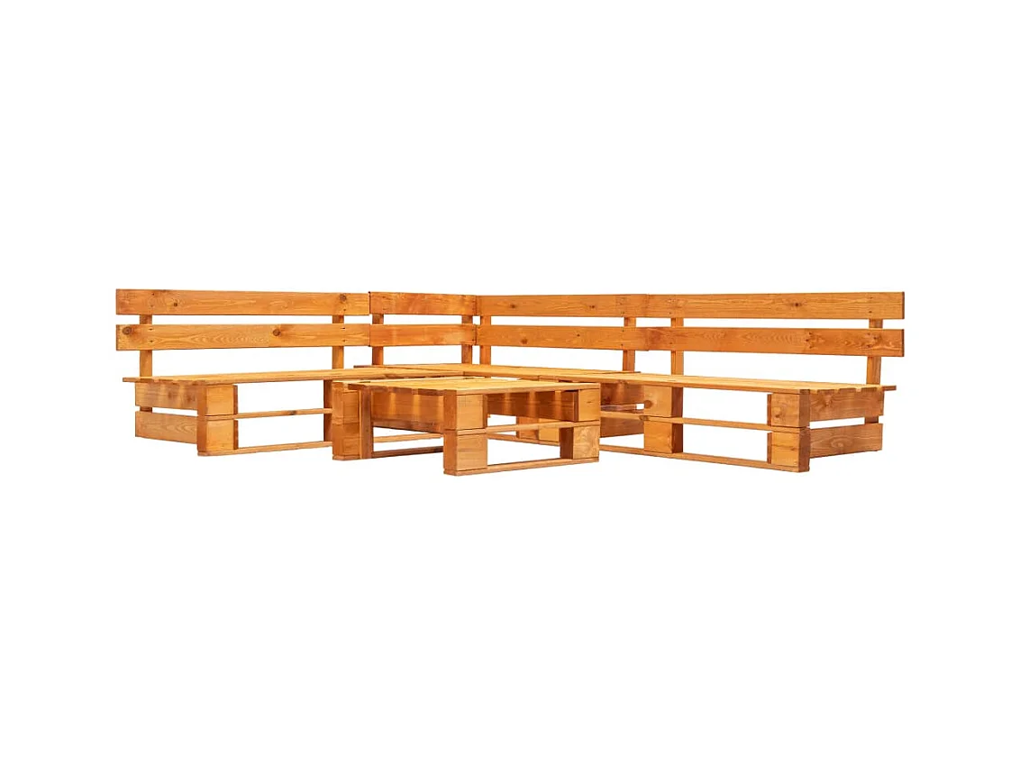 Set de muebles de palets de jardín 4 pzas madera marrón miel KOW53865