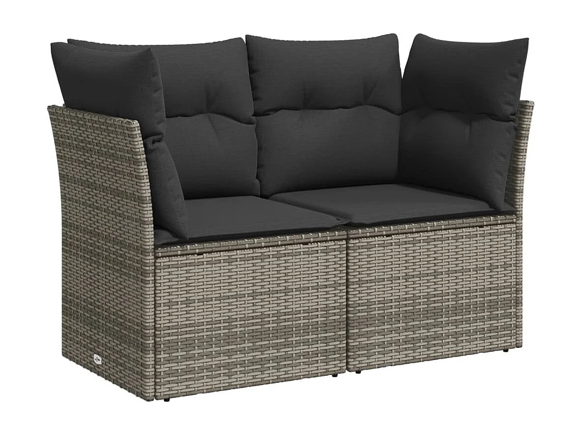 Tuinbank 2-zits met kussens poly rattan grijs NL509394
