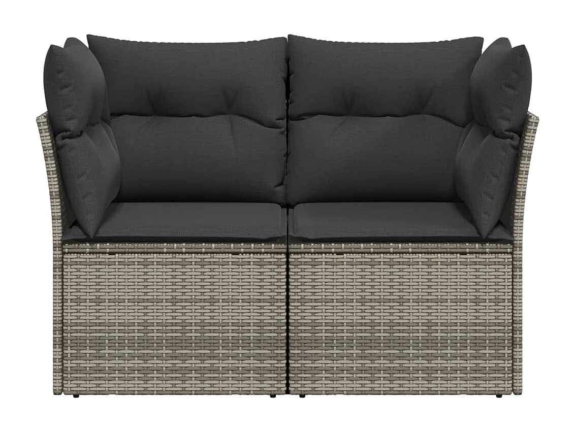 Tuinbank 2-zits met kussens poly rattan grijs NL509394