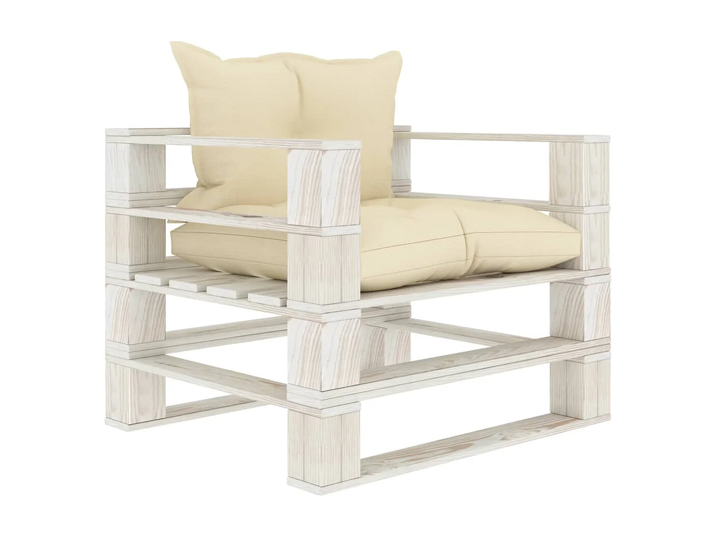 Canapé palette de jardin avec coussins crème Bois REO22660