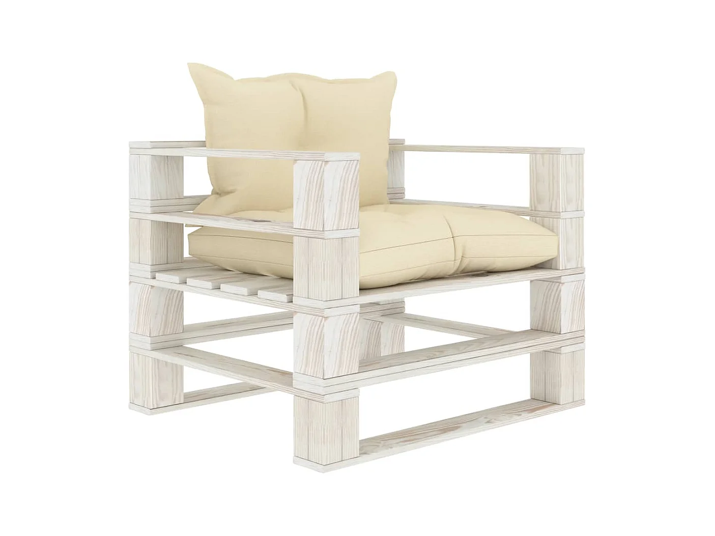 Canapé palette de jardin avec coussins crème Bois REO22660