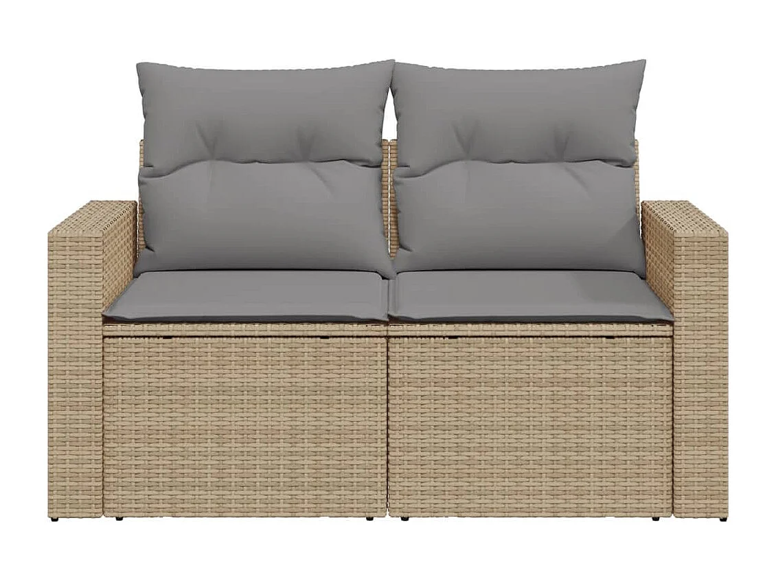 Sofá de jardín con cojines de 2 plazas ratán sintético beige KOW86686