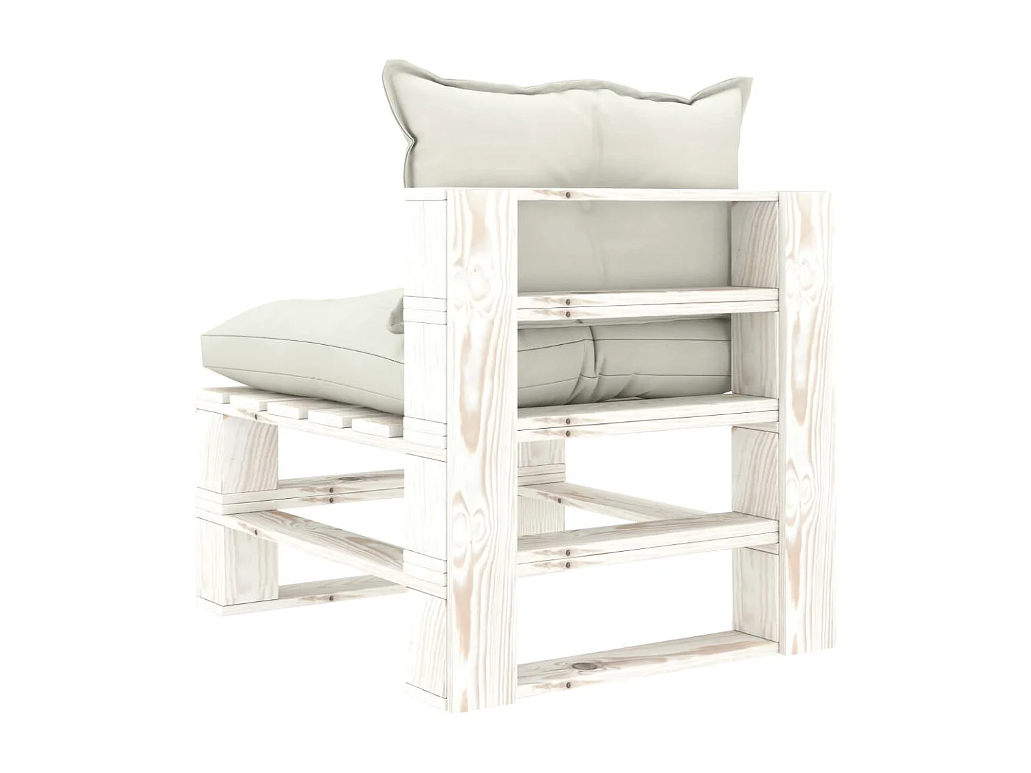 Sofá central de palets para jardín madera con cojines beige KOW45284