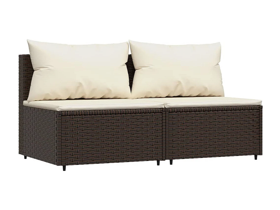 3-delige Loungeset met kussens poly rattan bruin NL491632
