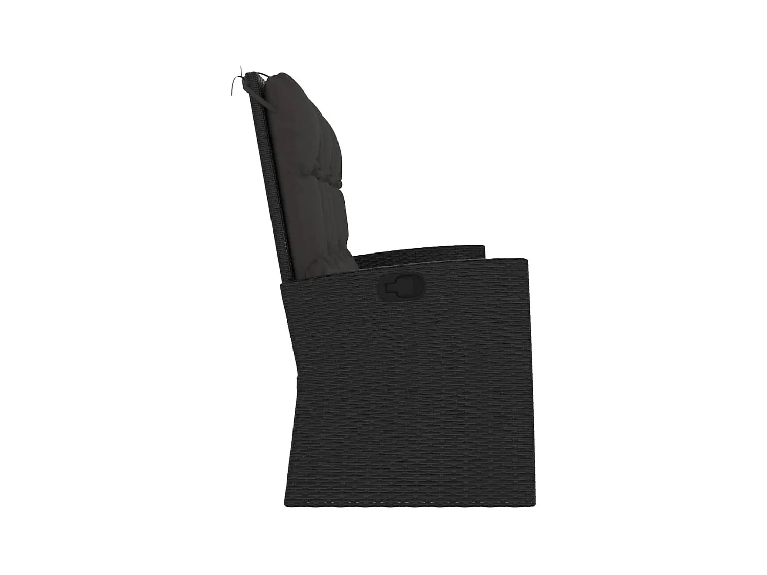 Banc de jardin inclinable et coussins noir 173cm résine tressée REO26408
