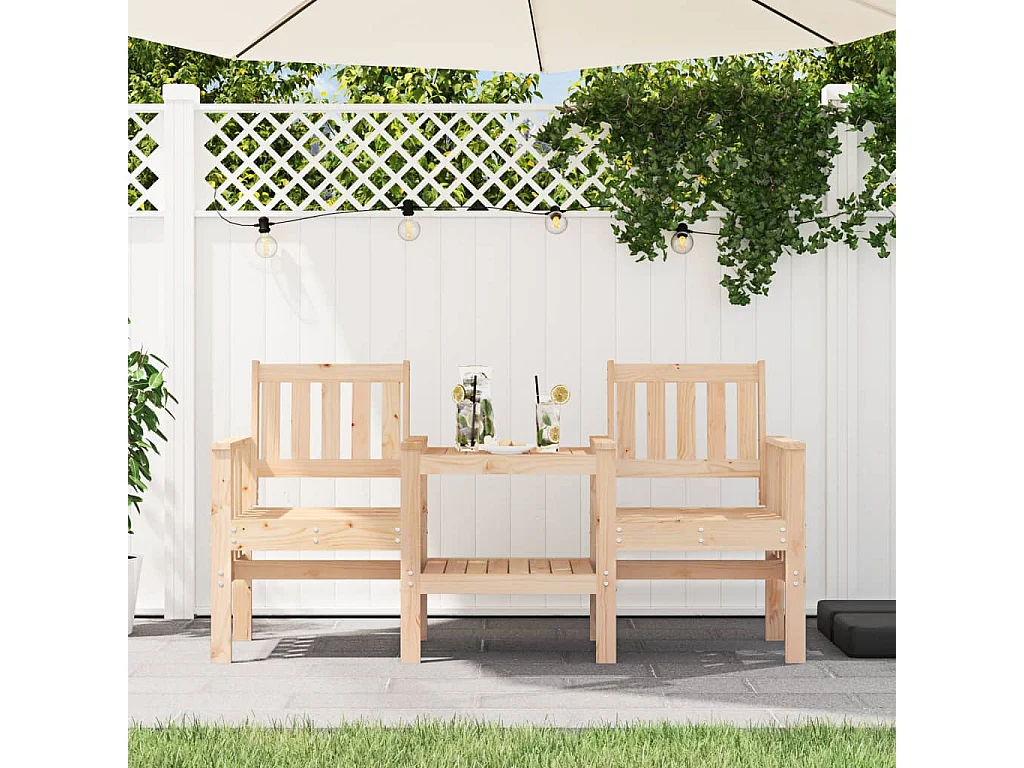 Banc de jardin avec table 2 places bois de pin massif REO43066
