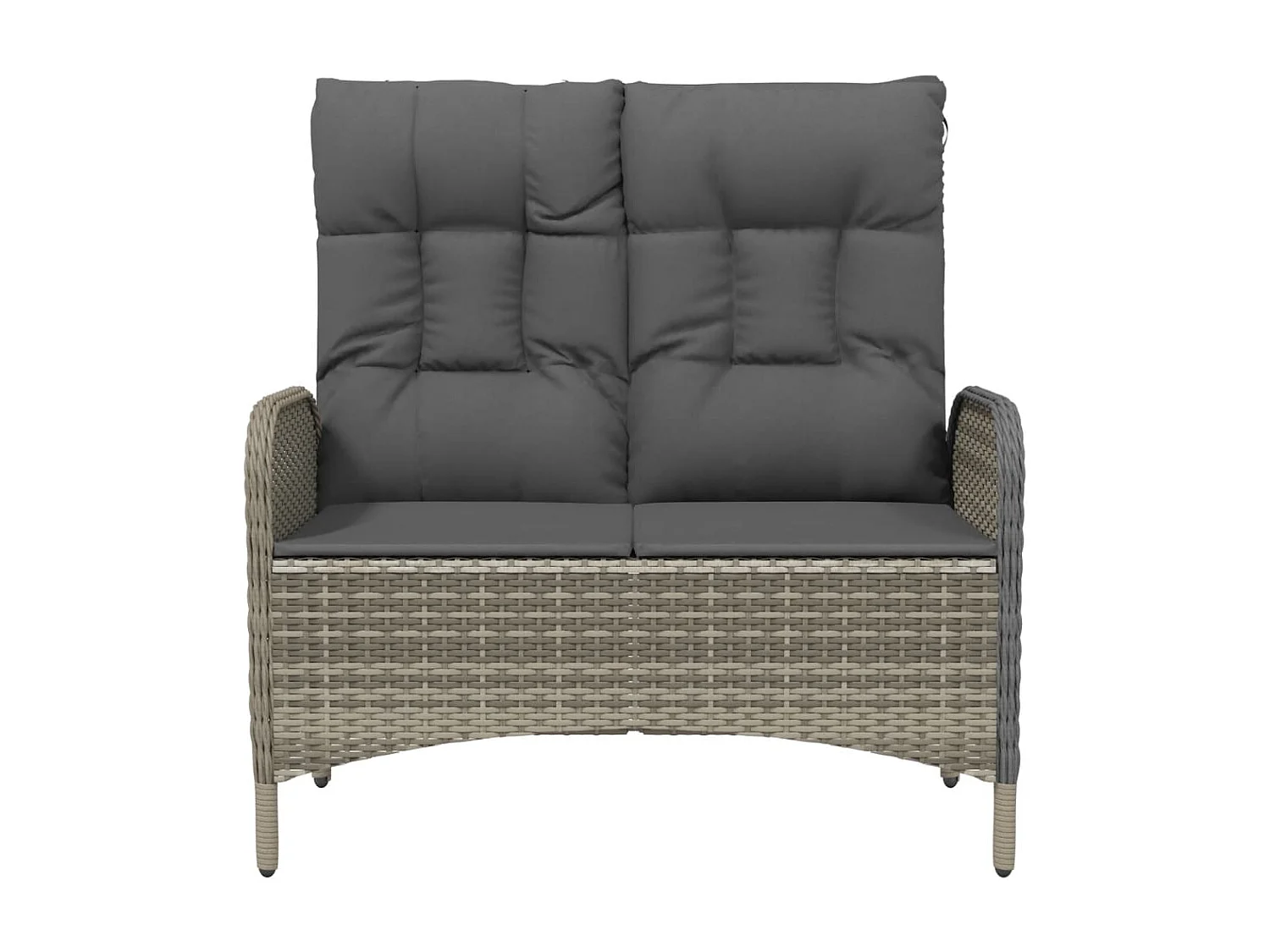 Banco de jardín reclinable con cojines ratán PE gris 107 cm ES73235