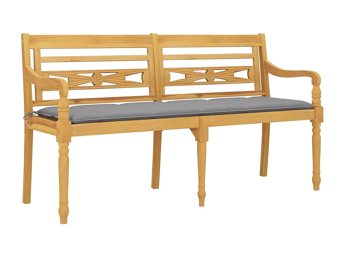 Banco Batavia con cojín gris madera maciza de teca 150 cm ES18142