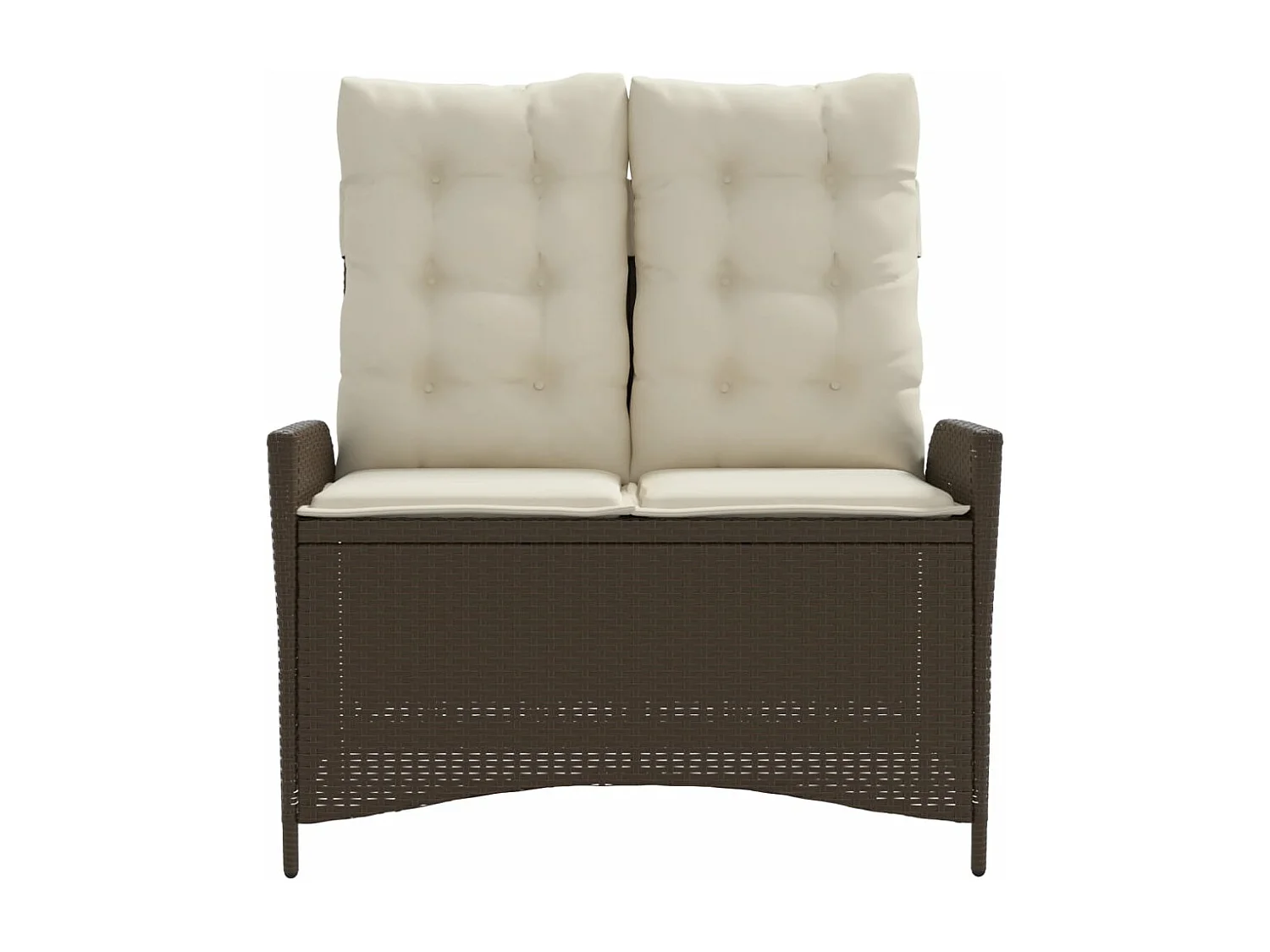 Banc inclinable de jardin avec coussins marron résine tressée REO26619