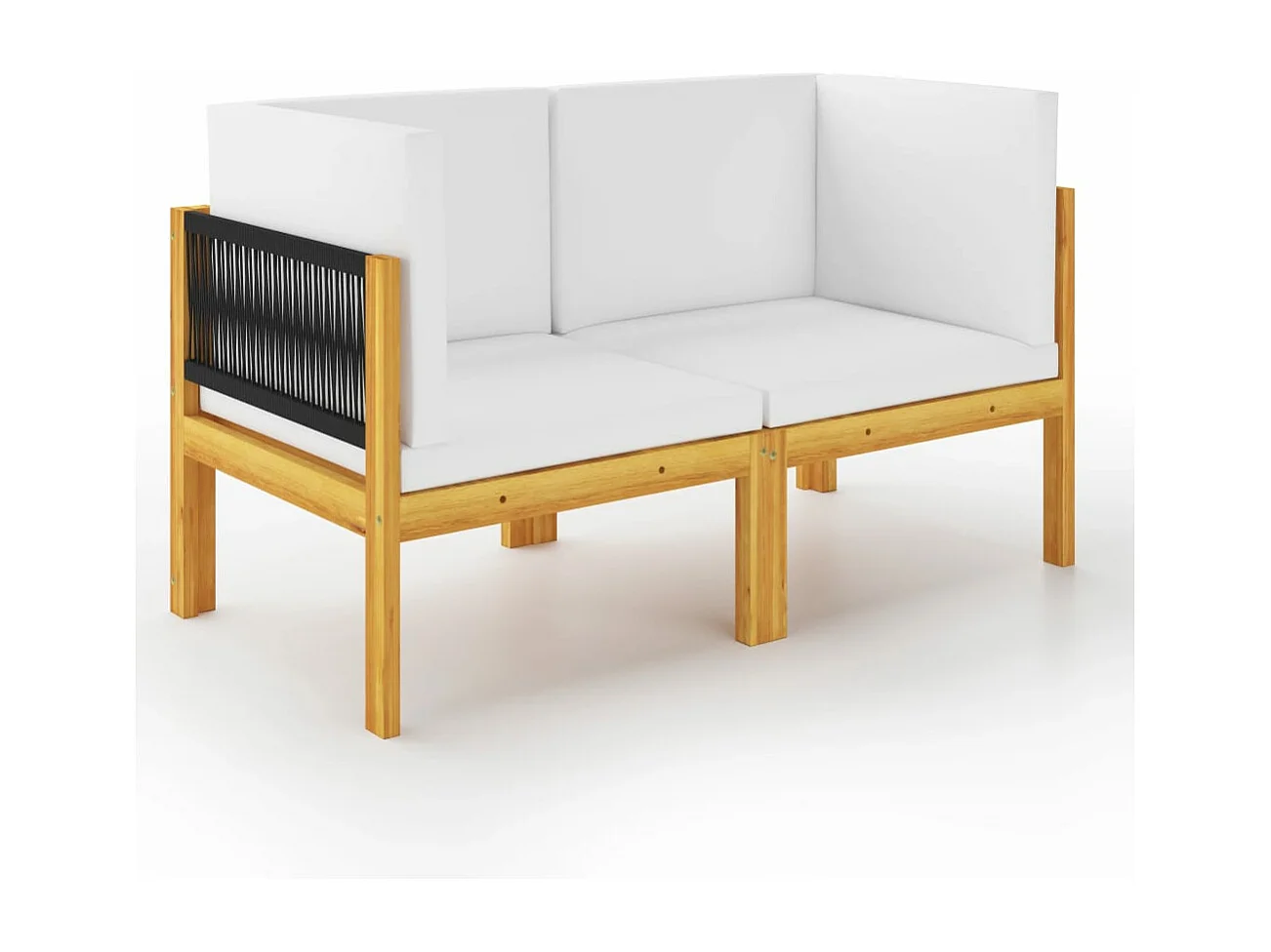 Banc de jardin à 2 places avec coussins Bois d'acacia massif REO30622