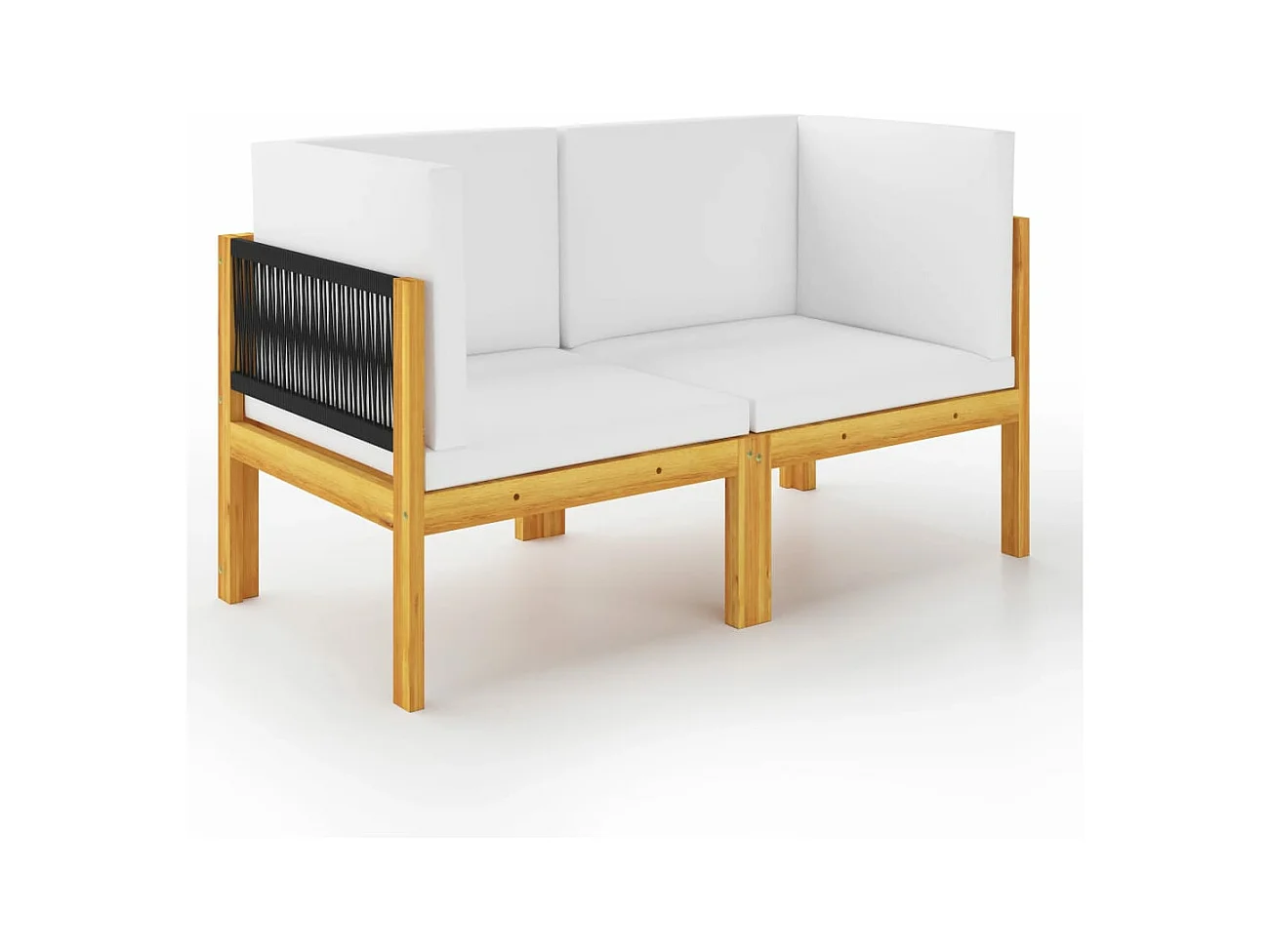 Banc de jardin à 2 places avec coussins Bois d'acacia massif REO30622