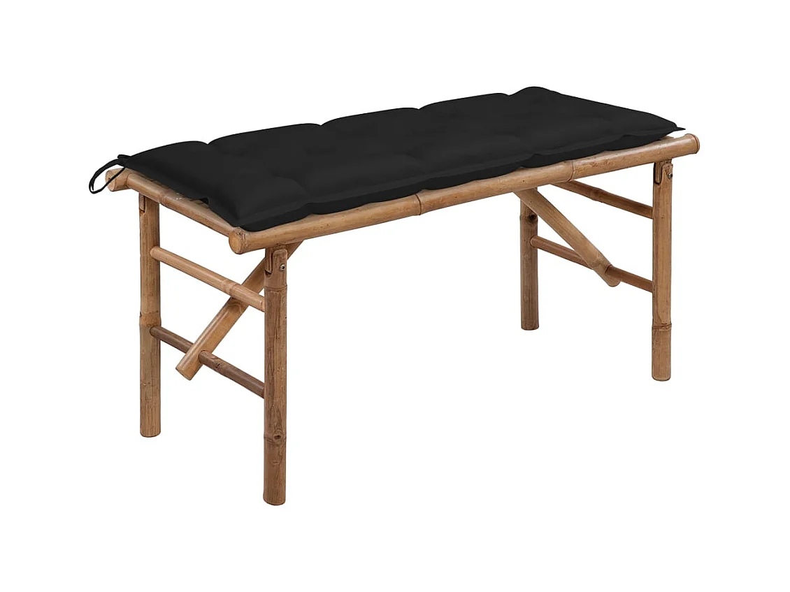 Banc de jardin pliable avec coussin 118 cm Bambou REO71381