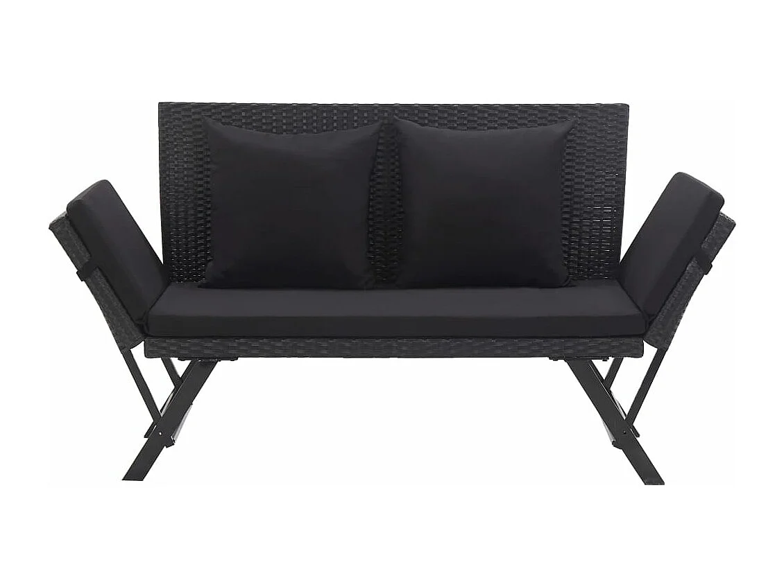 Banc de jardin avec coussins 176 cm Noir Résine tressée REO28618