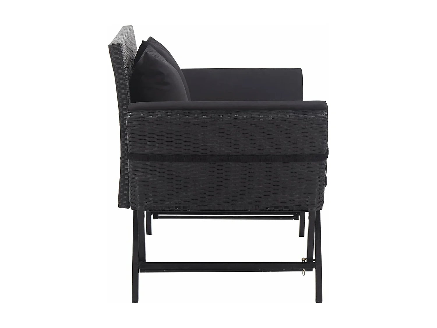 Banc de jardin avec coussins 176 cm Noir Résine tressée REO28618