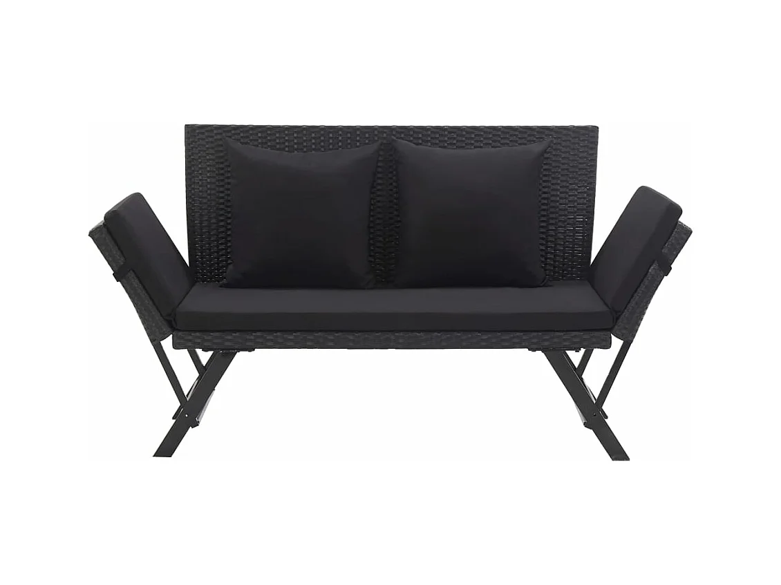 Banc de jardin avec coussins 176 cm Noir Résine tressée REO28618