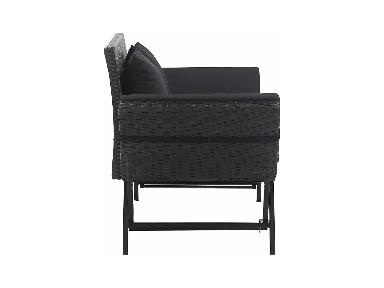 Banc de jardin avec coussins 176 cm Noir Résine tressée REO28618