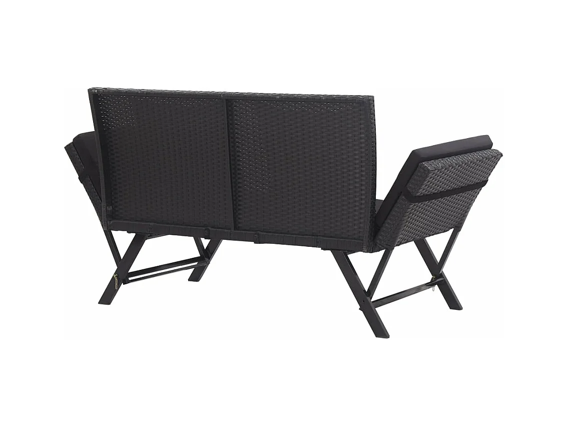 Banc de jardin avec coussins 176 cm Noir Résine tressée REO28618
