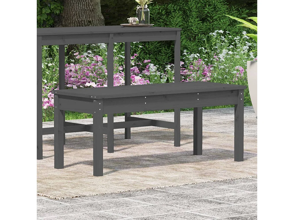 Banco de jardín madera maciza de pino gris 109x44x45 cm ES13857