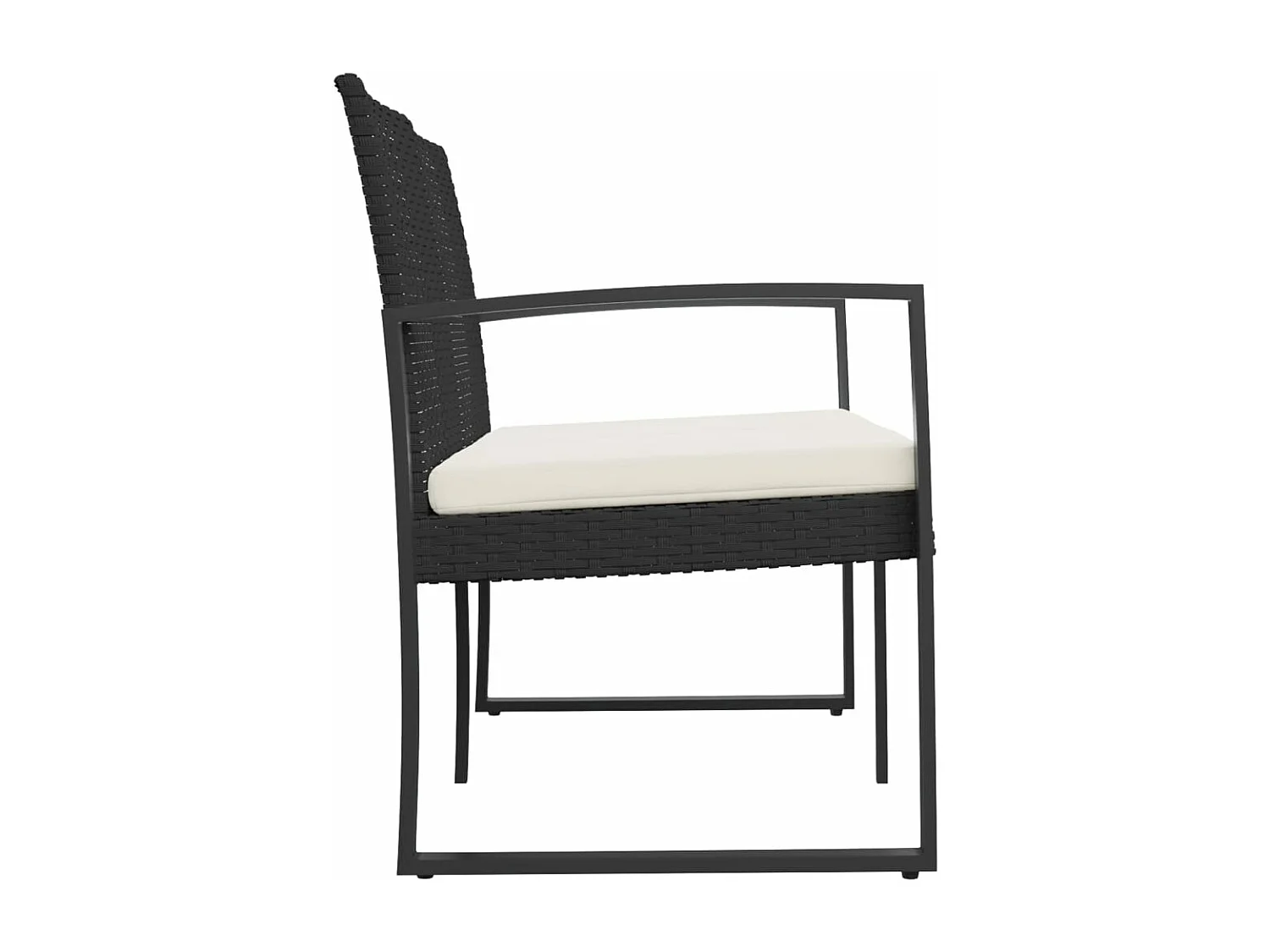 Banco de jardim de 2 lugares com almofadões vime PP preto PT979748