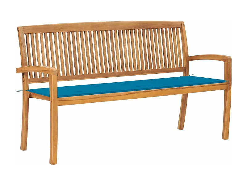 Banc de jardin empilable et coussin 159 cm Bois de teck massif REO71522